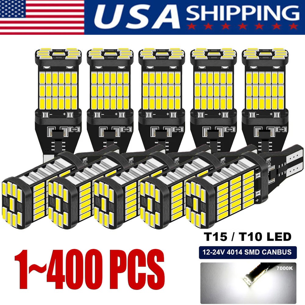 T15 921 912 LED Reverse Backup Light Bulbs W16W 916 6000K Super Bright White