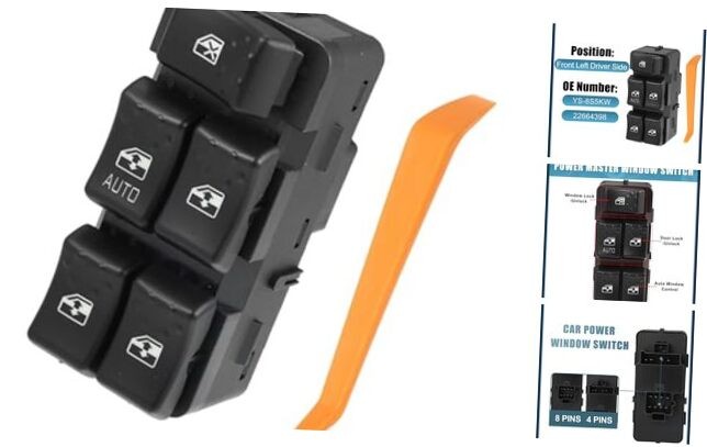 Power Window Switch, Front Left Driver Side Window Control Switch with Removal