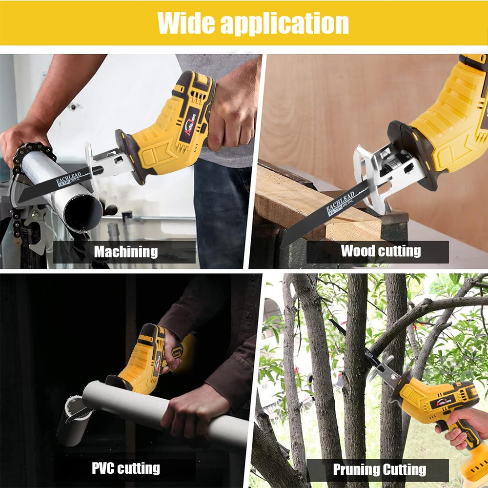 Compact Brushless Cordless Reciprocating Saw For Dewalt 20v Battery(Only Tool)