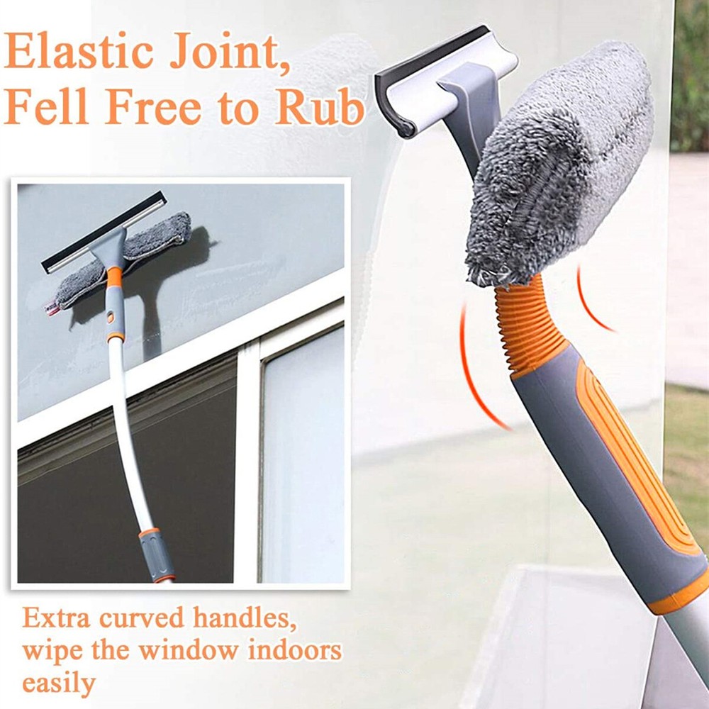 61'' Extendable Window Squeegee Cleaner Telescopic Long Handle Washer Scrubber