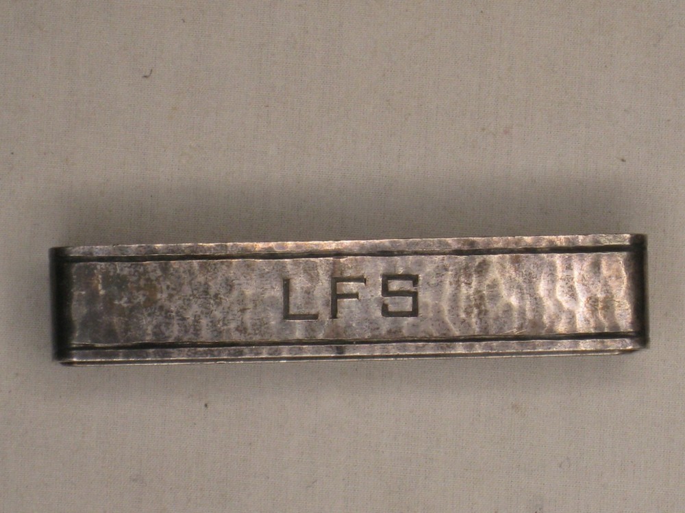 antique hammered Sterling Silver rectangular napkin ring Colonial LFS *monogram
