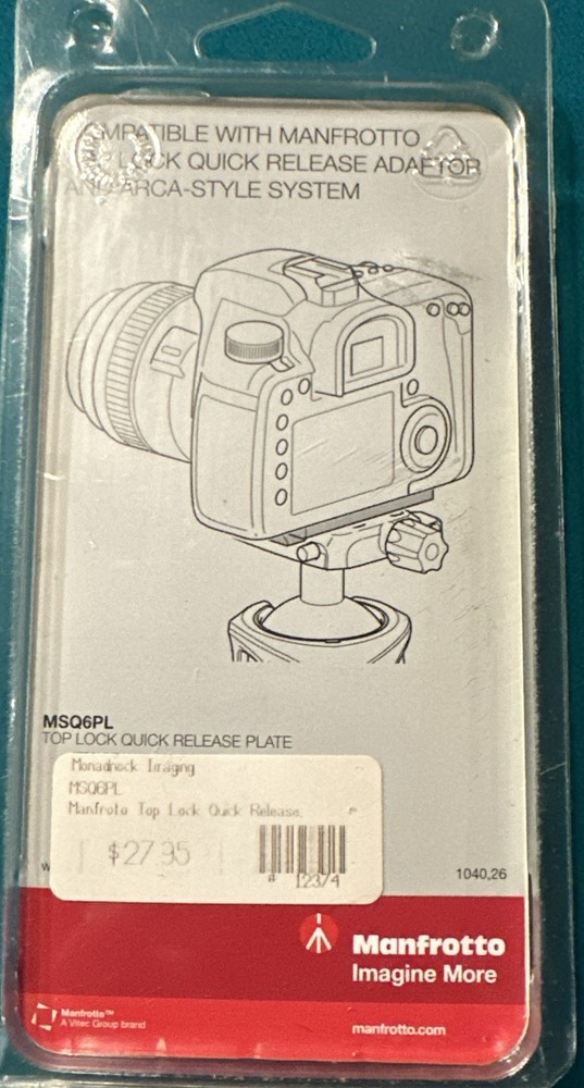 Manfrotto MSQ6PL Quick Release Plate for Q6 Top Lock System