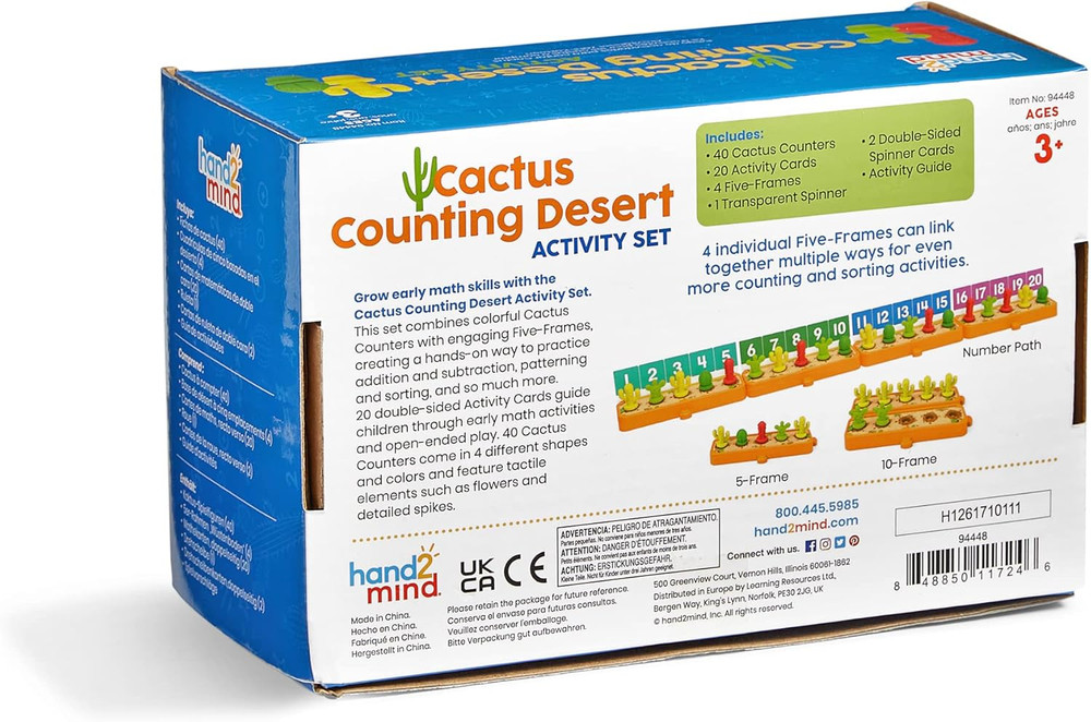 Cactus Counting Desert Math Activity Set, Ten Frame Math Manipulatives, Color Co
