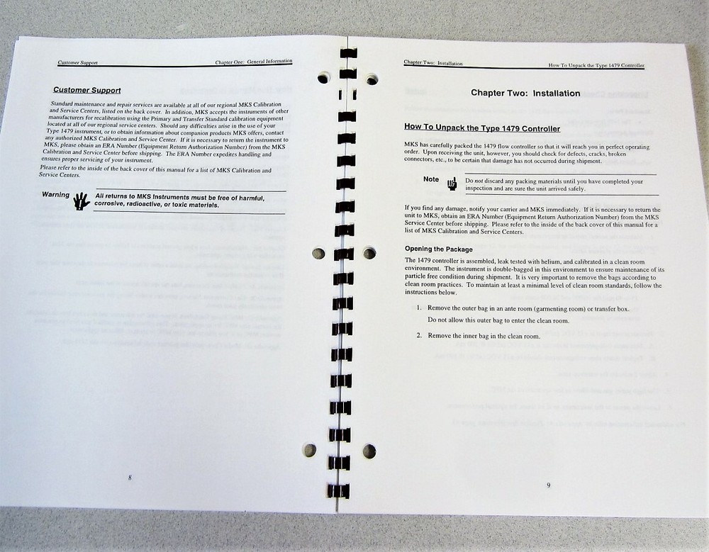 MKS Instruments Type 1479A Mass-Flo Controller Instruction Manual 119474-P1