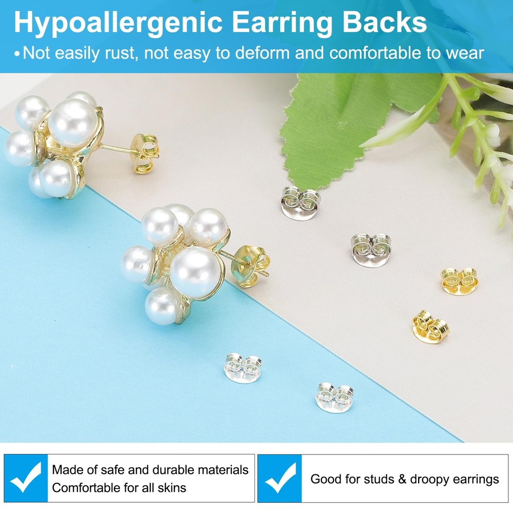 PATIKIL 6 Pcs Earring Backs, 14K Gold Locking Backs Replacements