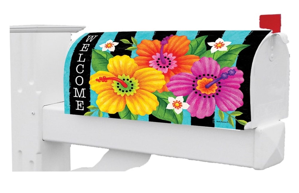 Hibiscus Stripe Mailbox Cover