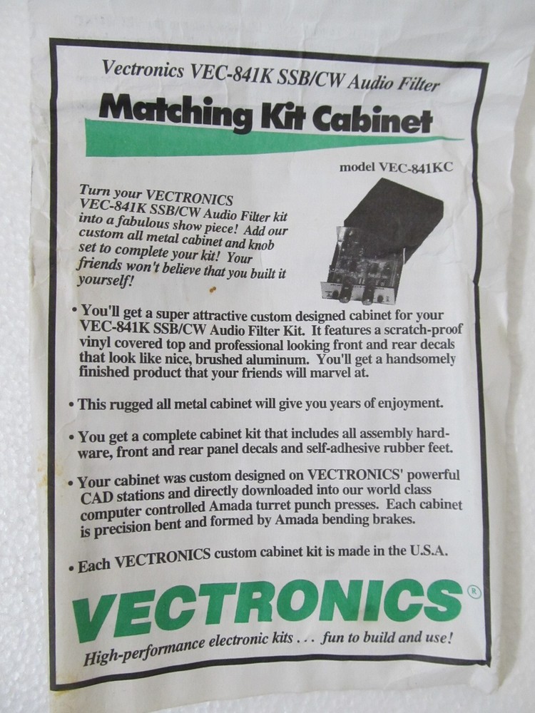 VECTRONICS / MFJ Kit Cabinet Case Enclosure VEC-841KC for VEC-841K Audio Filter