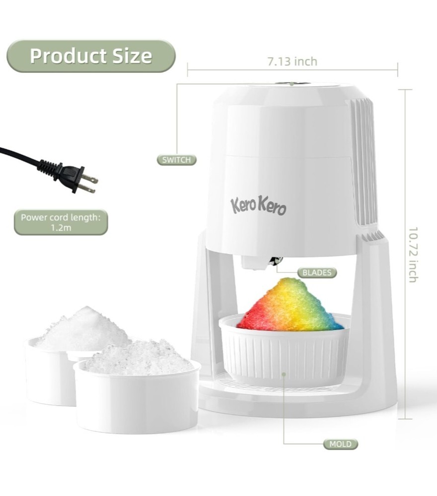Shaved Ice Machine, Multi-Purpose Ice Shaver Machine with Adjustable Blade, Snow