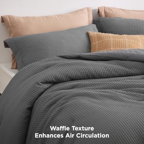 Waffle Comforter Set, Soft and Breathable Bedding King 03 - Dark Gray