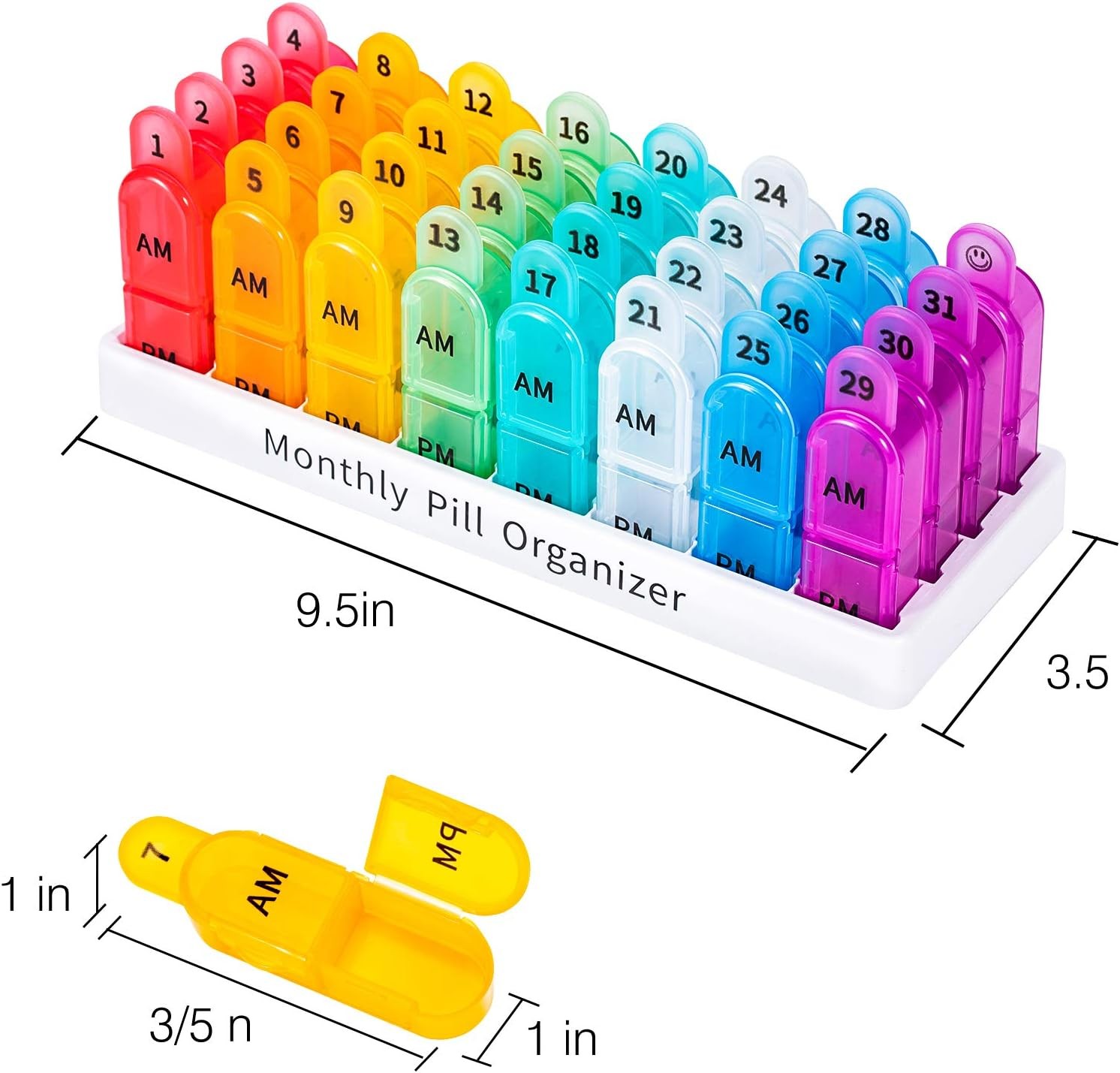 Daviky Monthly Pill Box Organizer 2 Times a Day - 30 Day Pill Box AM PM,BPA Free