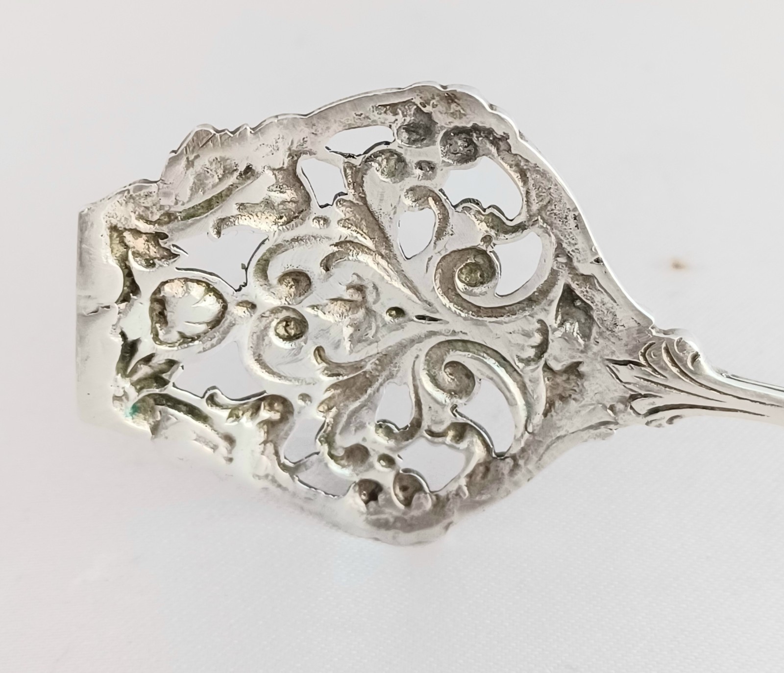 German 800 Silver Scroll Design 6 1/2" Pastry/ Ice Tongs - 6 1/2"