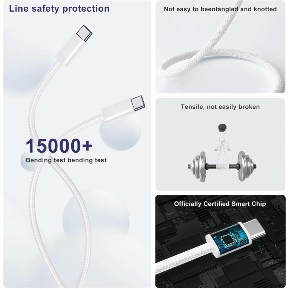 35W Fast Wall Charger Brick USB C Type C Cable For Android iPhone 15 Pro Macbook