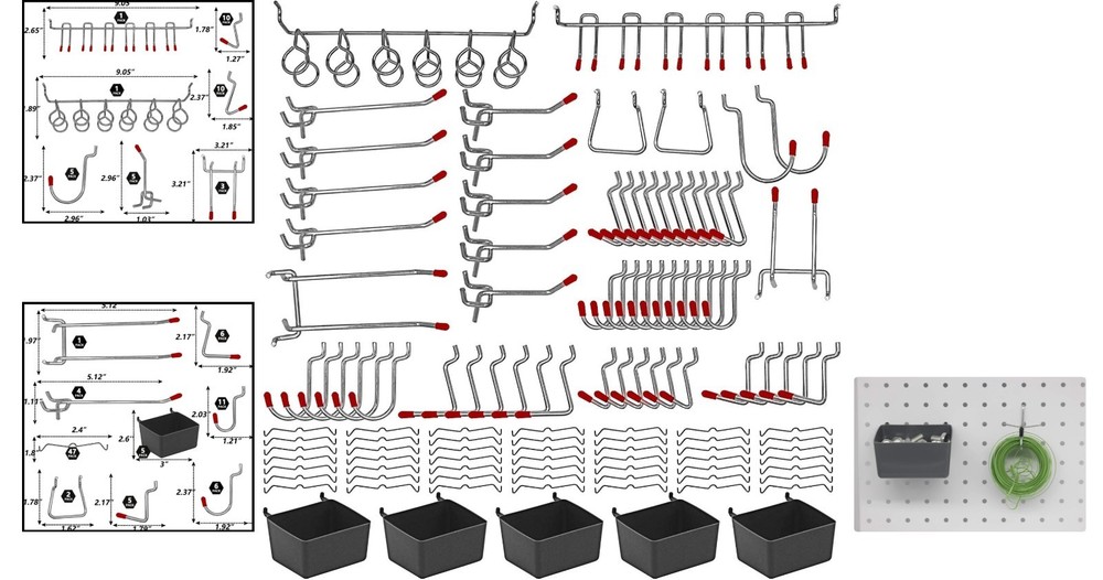 Multi-Color Metal Pegboard Hooks for Workshop Organization