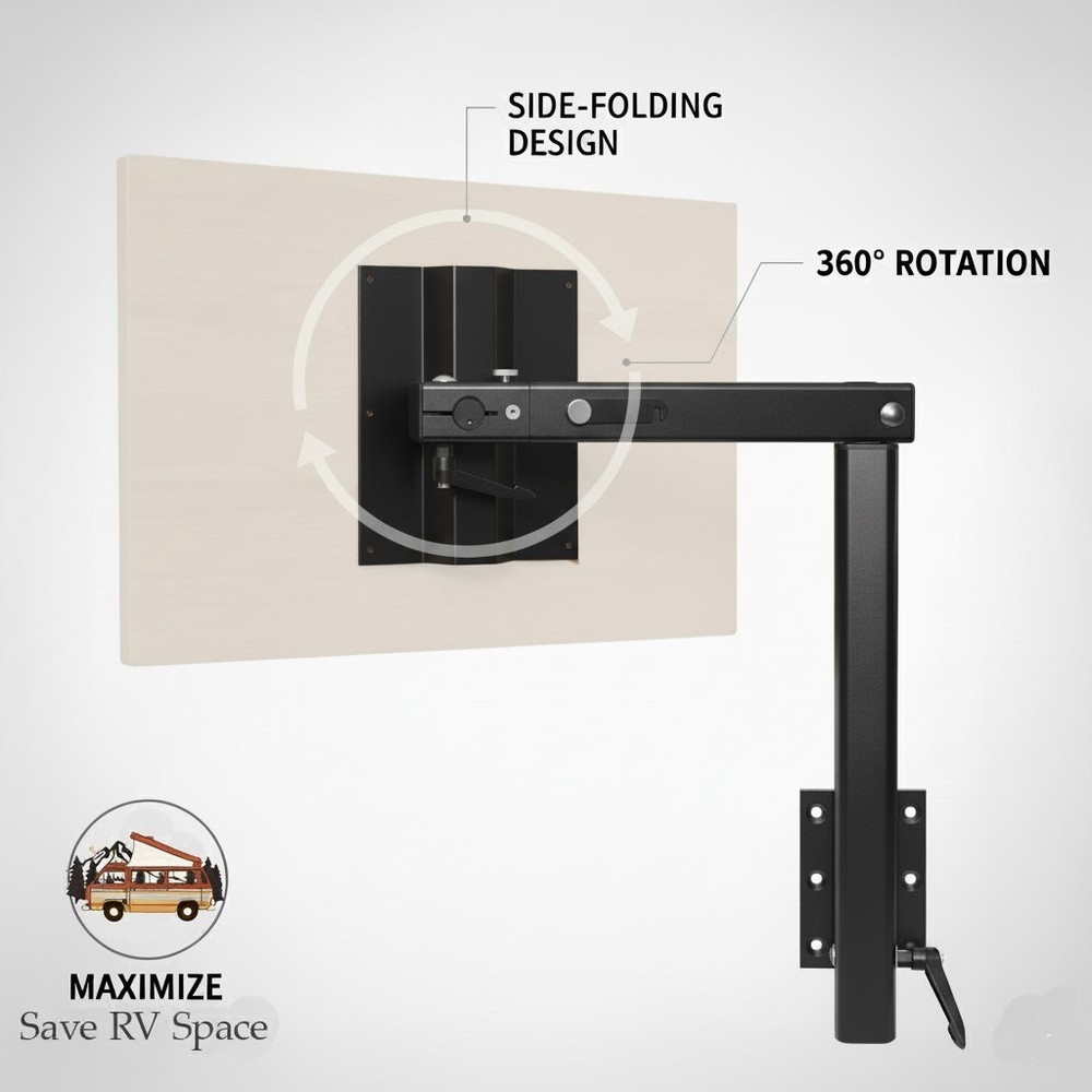 Rv Folding Table Leg, 360° Rotating, Side-Folding Wall-Mounted, Detachable