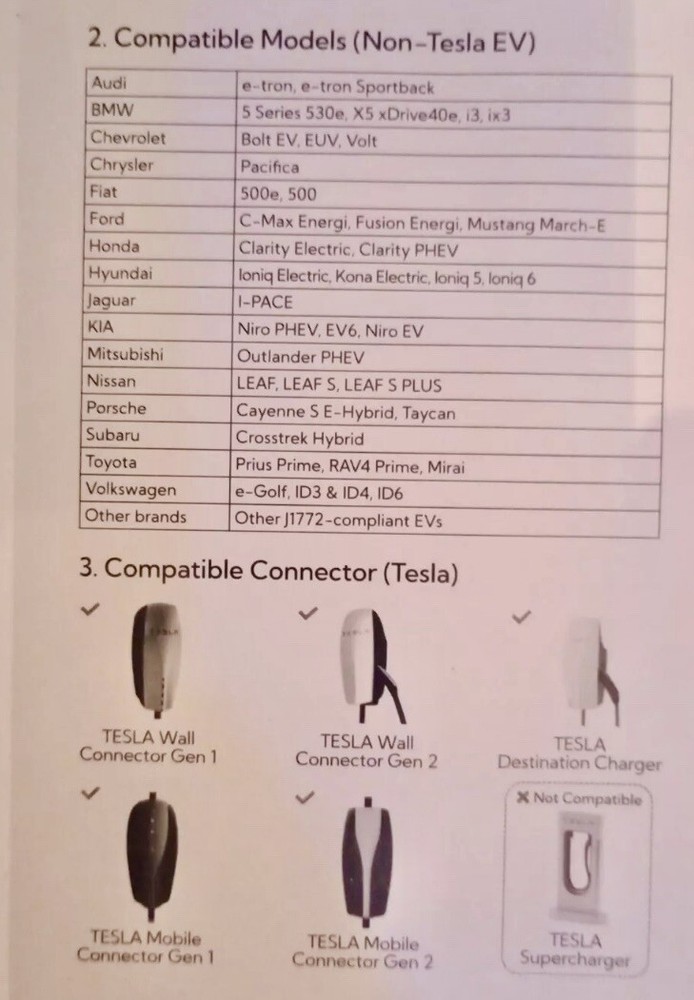 Tesla to J1772 Adapter, E-Kite J1772 EVs Charging Adapter