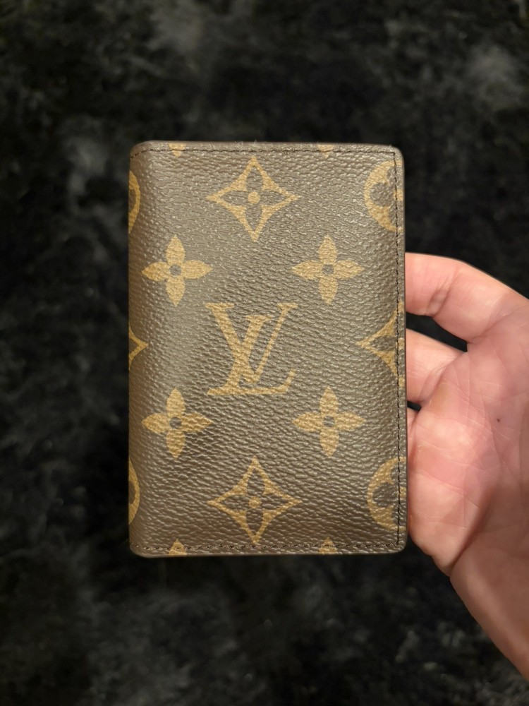 LV Louis Vuitton Pocket Organizer Monogram Eclipse Brown