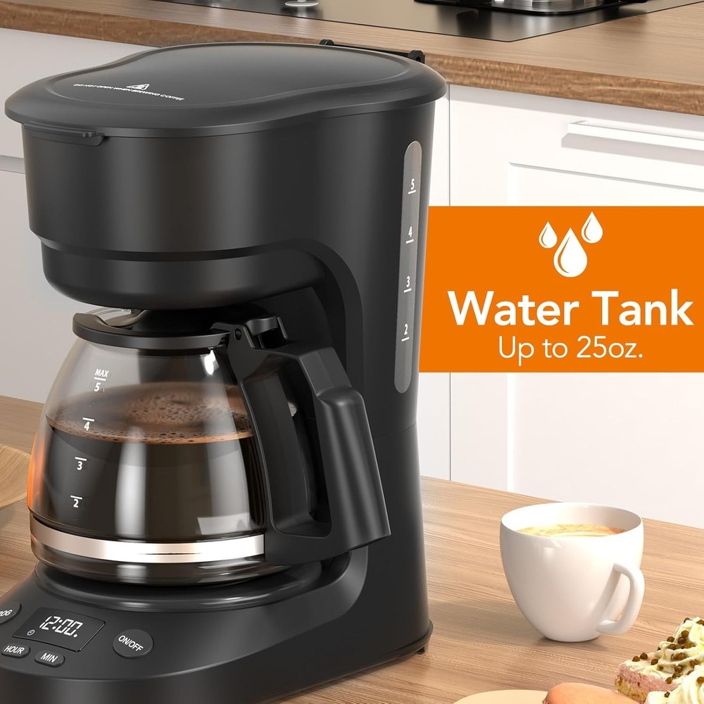 Compact 5-Cup Programmable Drip Coffee Maker — the essential coffee machine w...