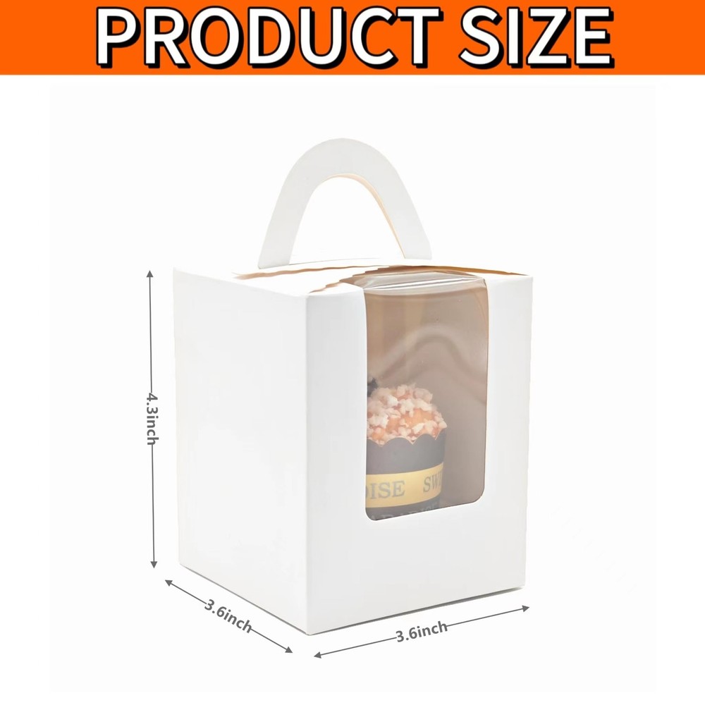 Individual Cupcake Boxes Bulk, 50 Pack Premium Single Cupcake Boxes with Clea...