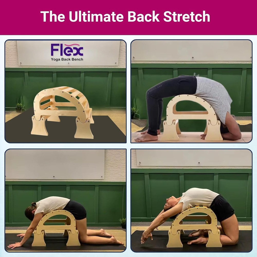 Flex Yoga Back Bench Elevate Your Stretch W/ Anatomical Bends Ergonomic Support