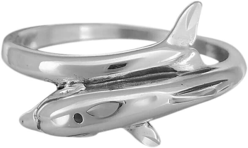 SIze 7 - Diamond Cut Wrapped Dolphin Ring