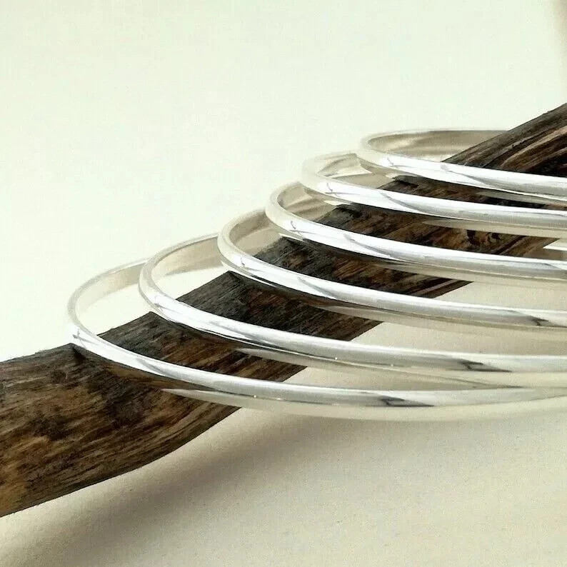 Set Of 7 Bangle Solid 925 Sterling Silver Handmade Statement All Size Bangle P01