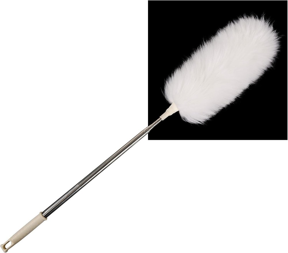 Lambswool Duster W/ Solid Wooden Handle,Leather Hang Strap,Comfortable Grips