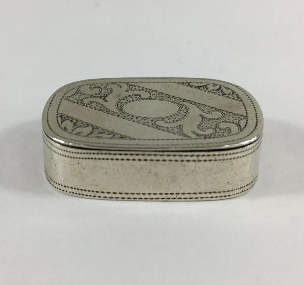 Antique 1809 John Thropp Georgian Solid Silver Patch Box Hinged Lid 8g