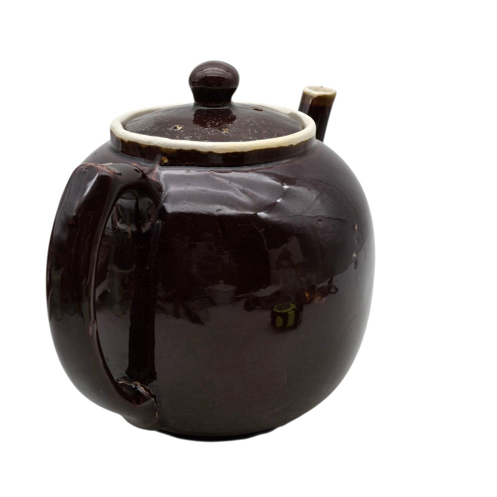 Star Stoneware Primitive Pottery Teapot Dark brown
