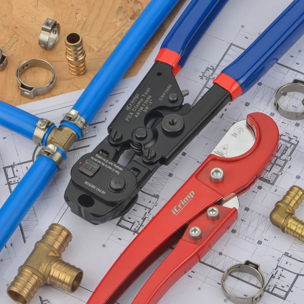iCRIMP Ratchet PEX Cinch Tool with Removing function for Kit, Blue&red