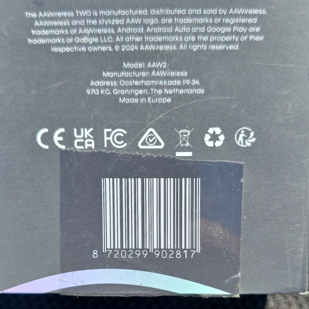 AAWireless AAW2 Wireless Android Auto Bluetooth Adapter Auxiliary Input