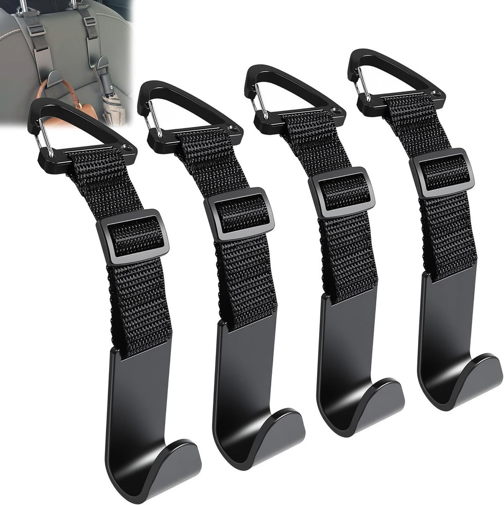 Amooca Universal Headrest Hooks 4 Pack Bag Holder