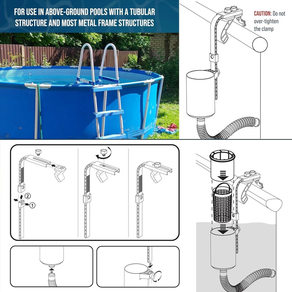Efficient Floating Pool Skimmer - Includes 5 Adapters for Easy Installation