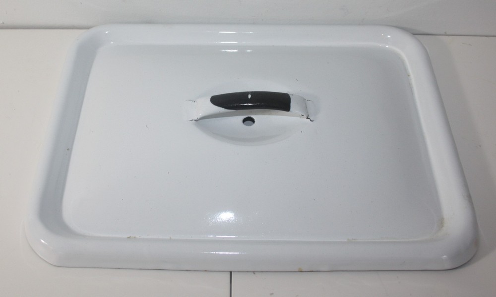 White Enamelware Replacement Lid Rectangle 11.75X8.75