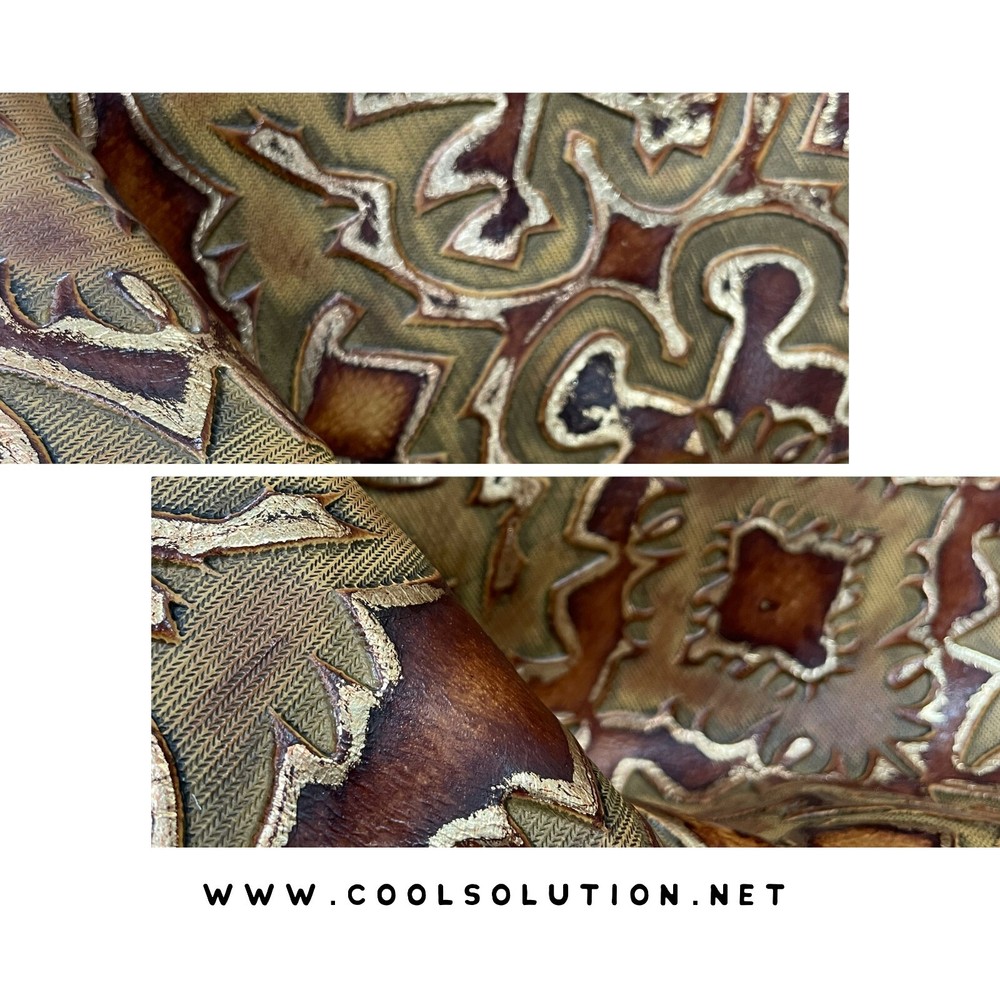 Embossed Leather Laredo Brandy Gilded, Custom Cuts, Leather Sheets Emboss