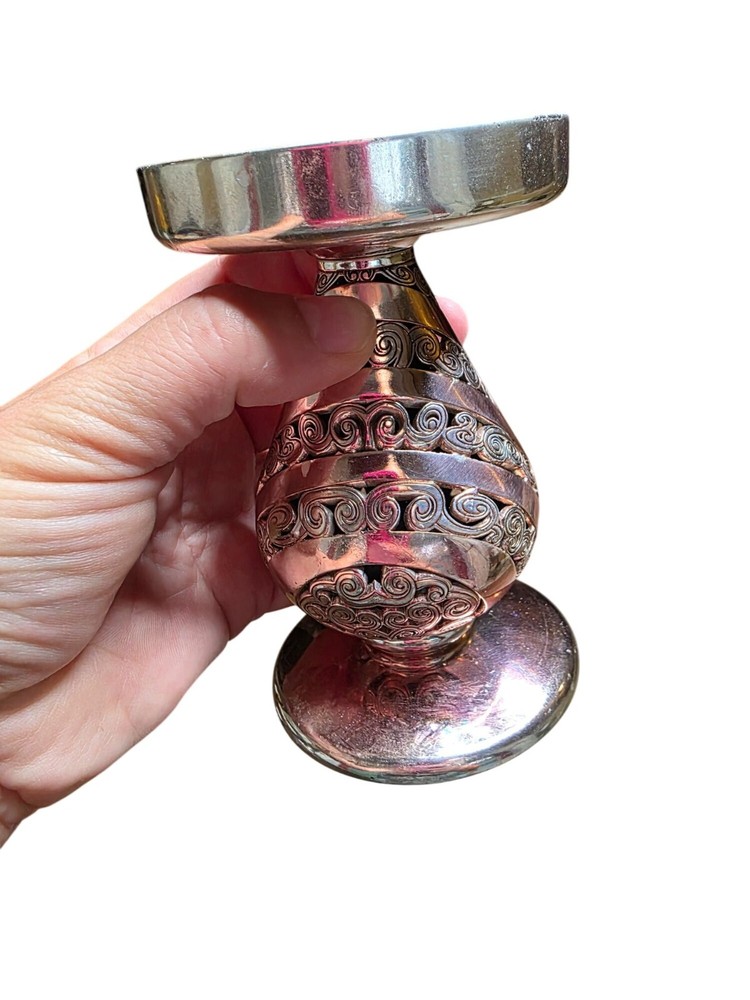 ONE BRIGHTON 5" CANDLE STICK SILVER CANDLESTICK SCROLL DESIGN SILVER PLATED 83A