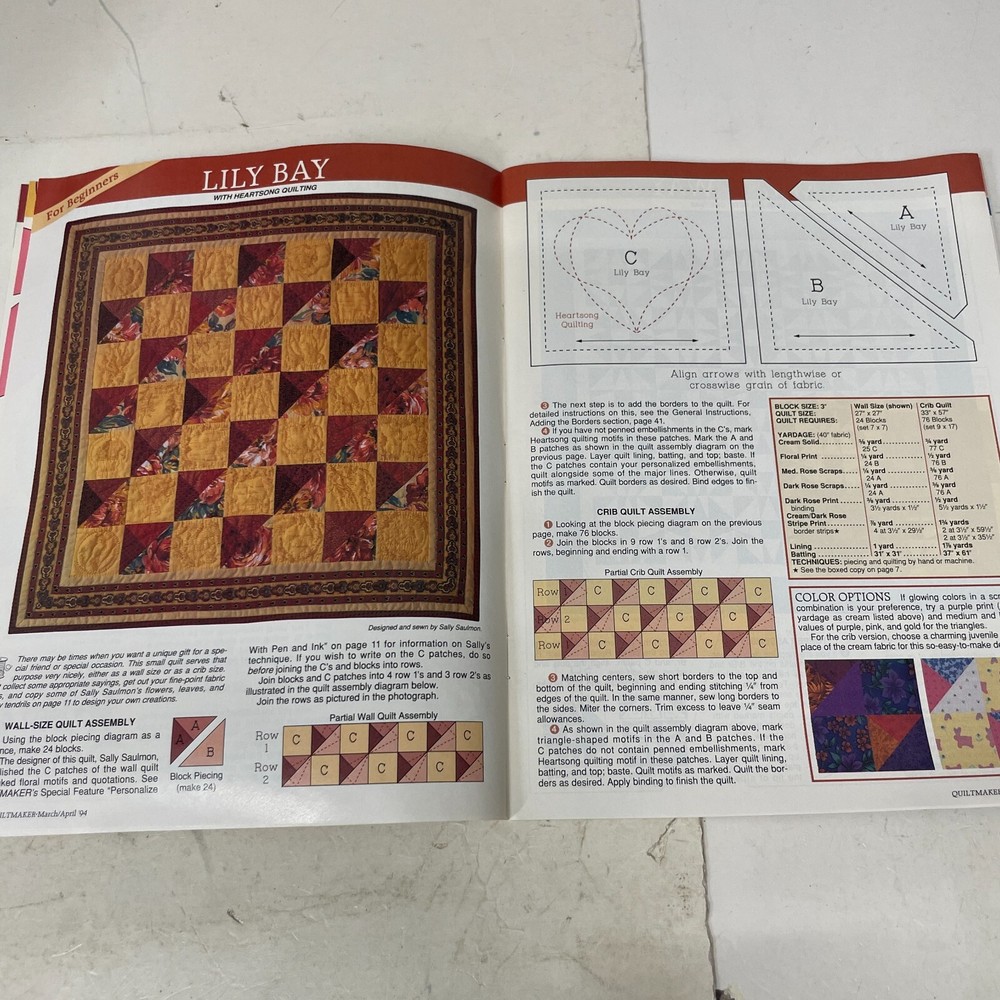 Quiltmaker Magazine March/April 1994 back issues Quilting 21 patterns