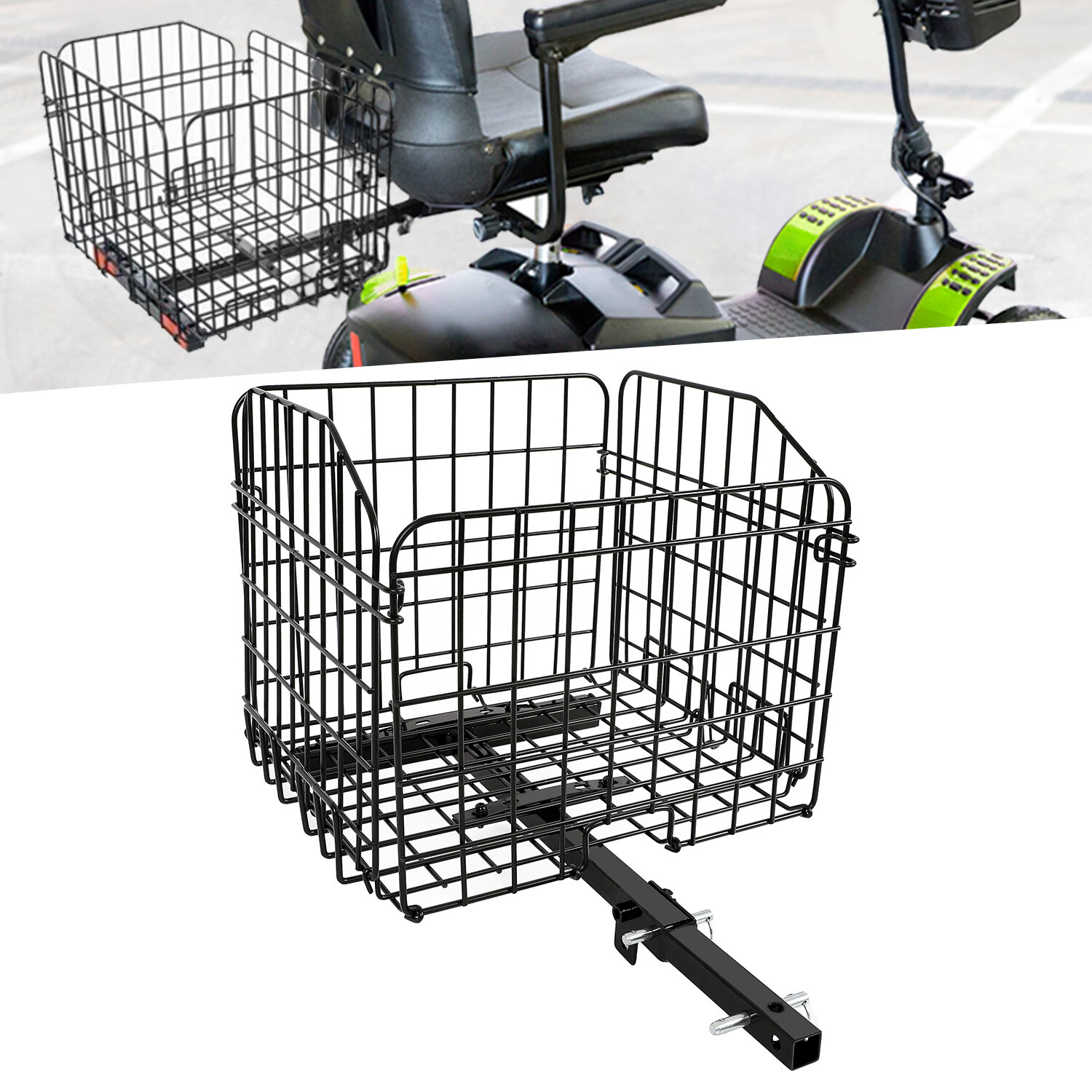 Folding Rear Basket For Most Mobility Scooters Power Chairs w/1" Hitch Receiver