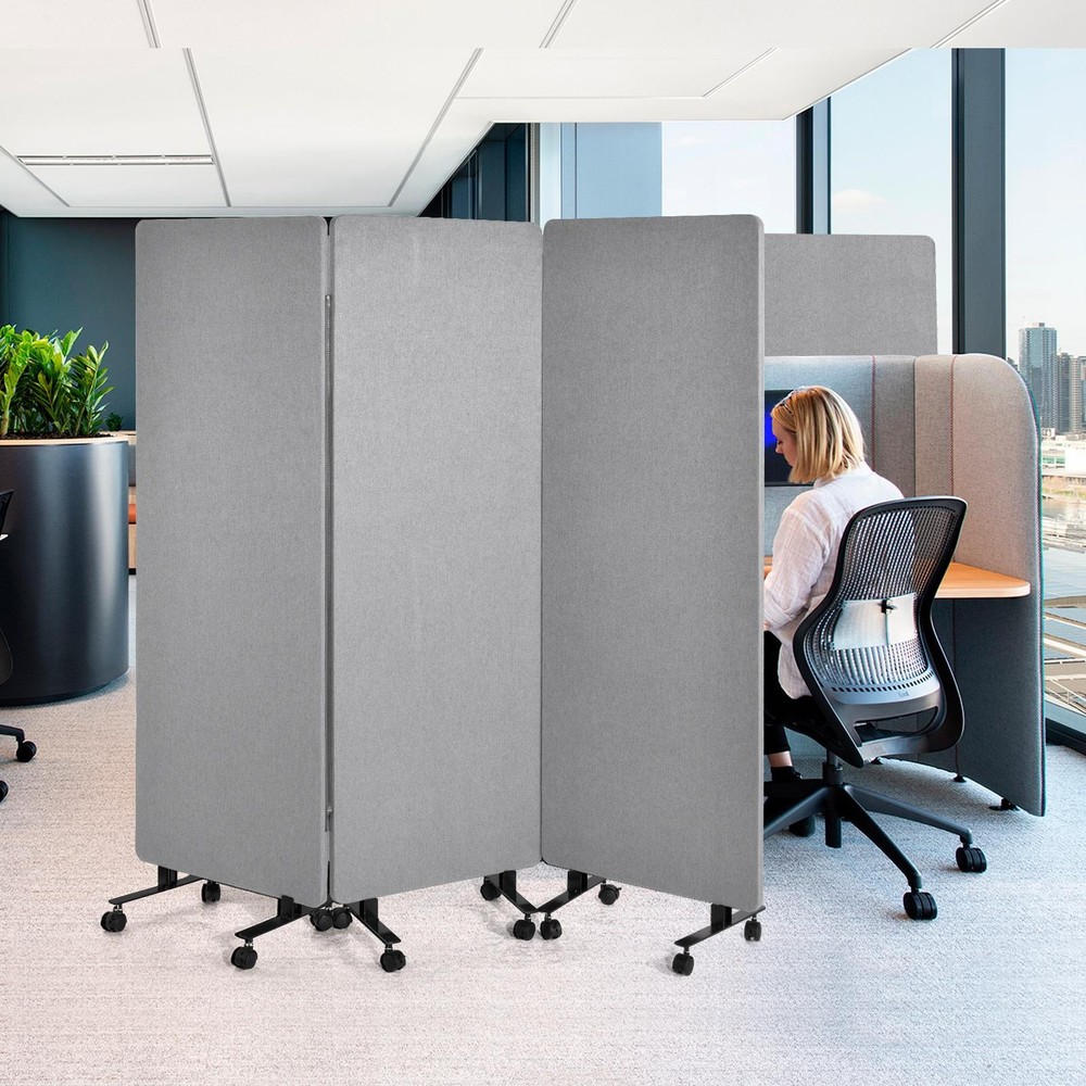New Acoustic Room Divider Partition Panel Privacy Screen 3 Pack Medium Gray