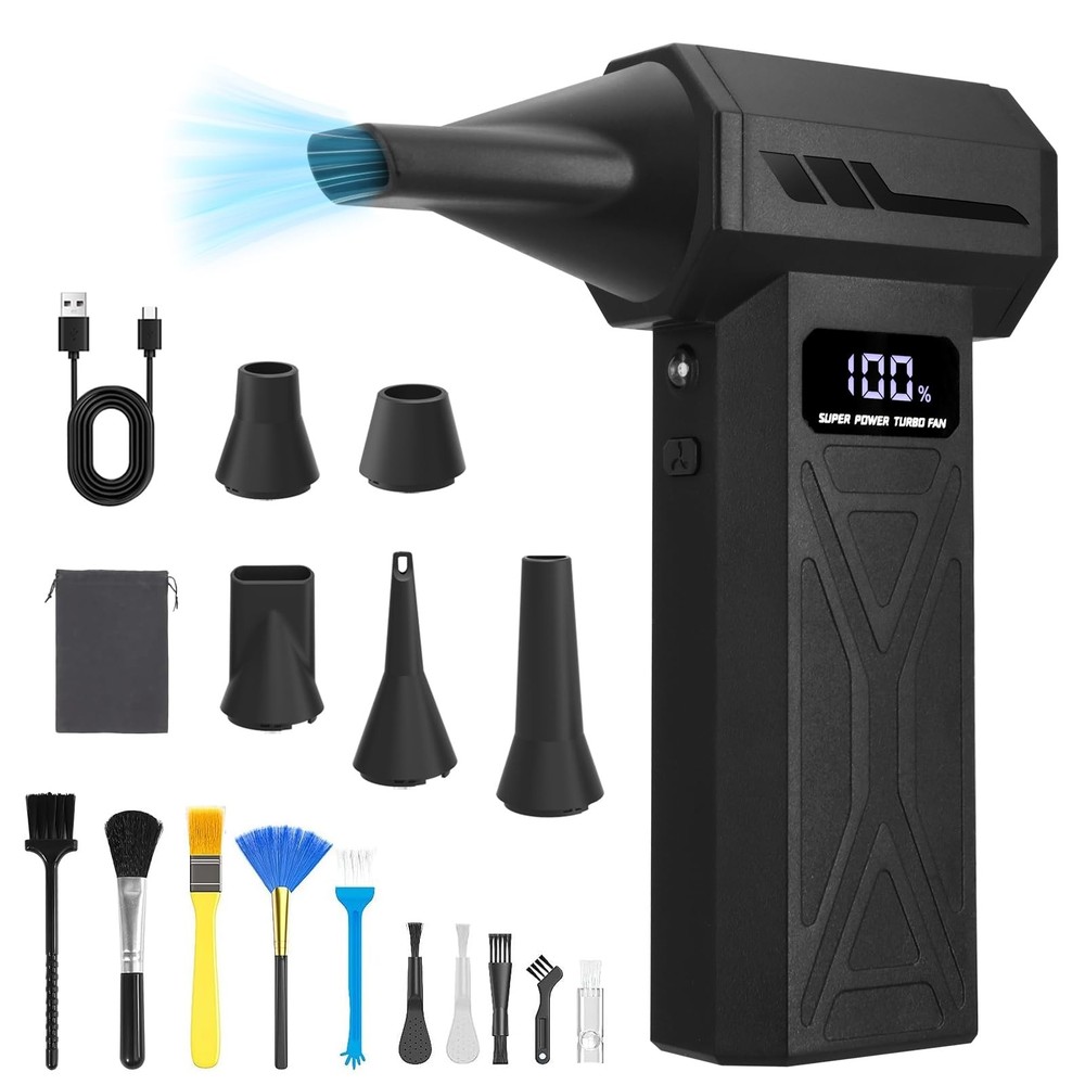 Compressed Air Duster for Computer Electronics, 110000RPM Cordless Electric A...