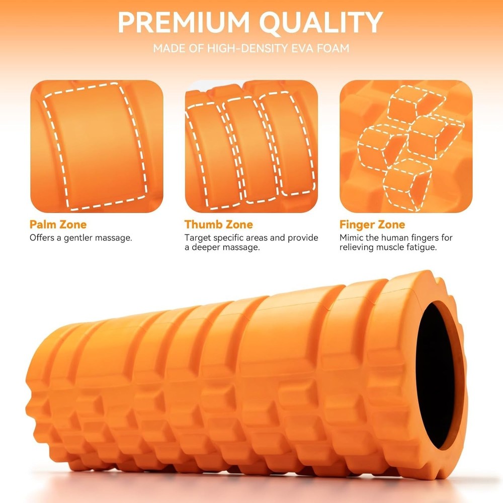 Foam Roller High Density 13" Patented Exercise Roller for Deep Tissue Muscle Mas