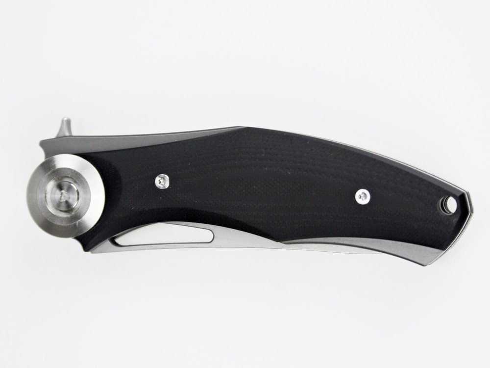 EDC Mini Pocket Knife D2 Blade Black Handle Liner Lock Flipper Leather Case