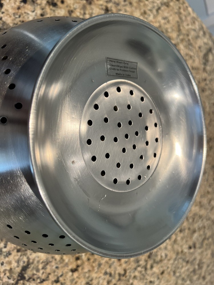 Stainless Steel Pasta Strainer Deep Kitchen Colander, Silver
