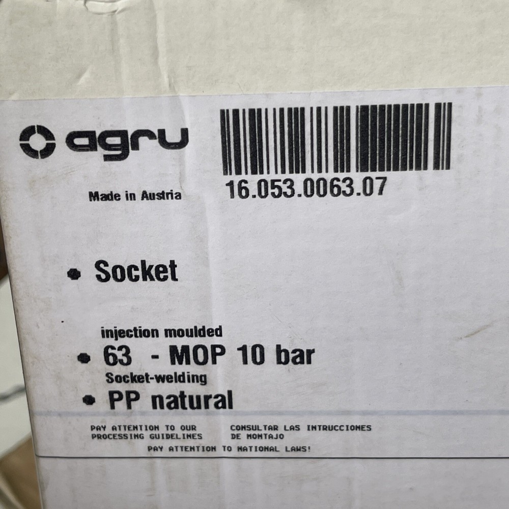 2 PPN SOCKET COUPLING 63MM POLYPURE AGRU