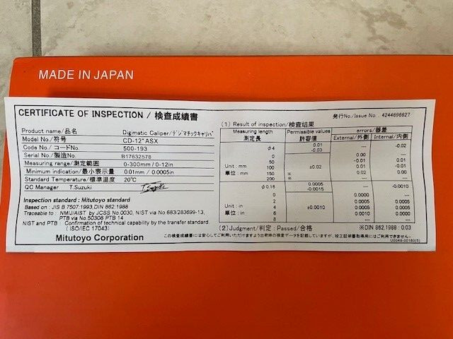 Mitu-toyo 500-193-30 300mm 12" Absolute Digital Vernier Caliper SALE