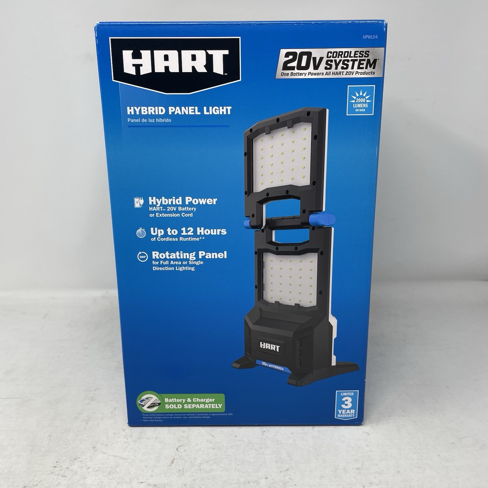 Hart 20V Volt Hybrid LED Panel Light 2000 Lumens HPWL04 *Tool Only*