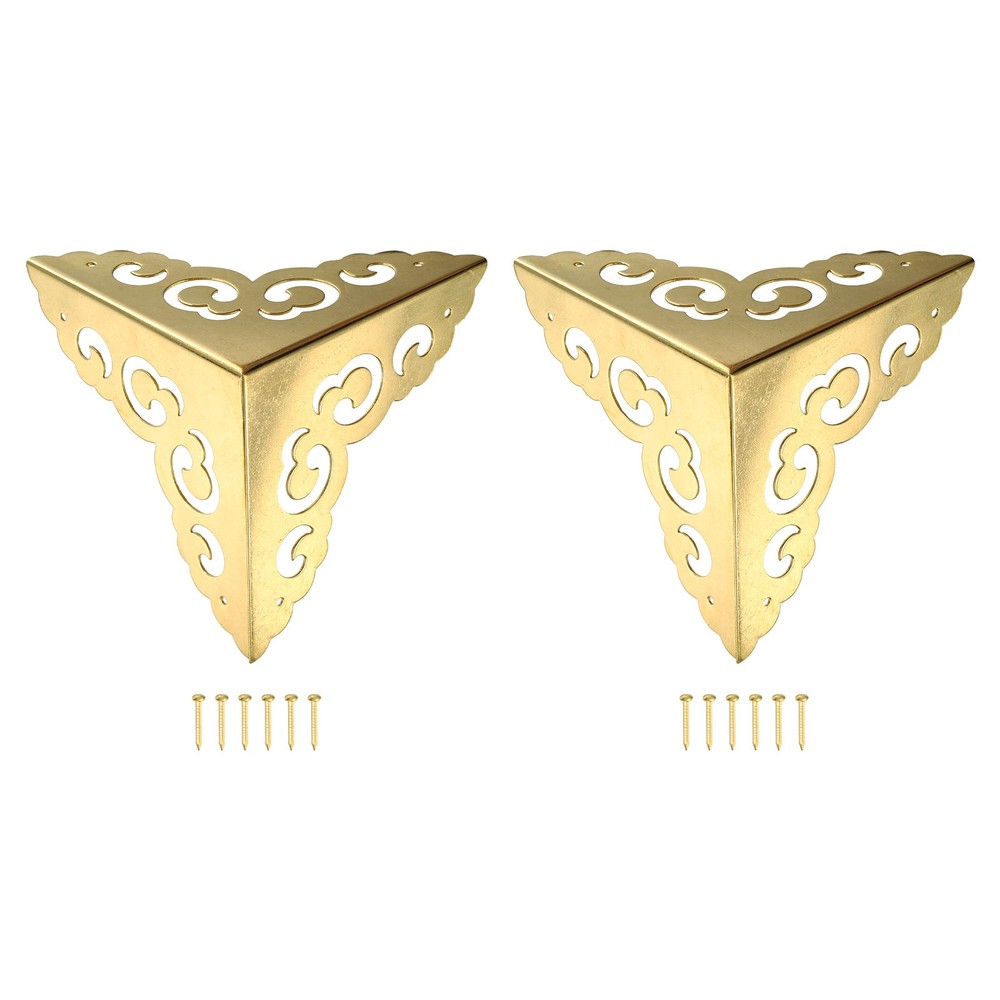 2 Pcs 80mm Decorative Box Corner Cover, Corner Protector, Gold