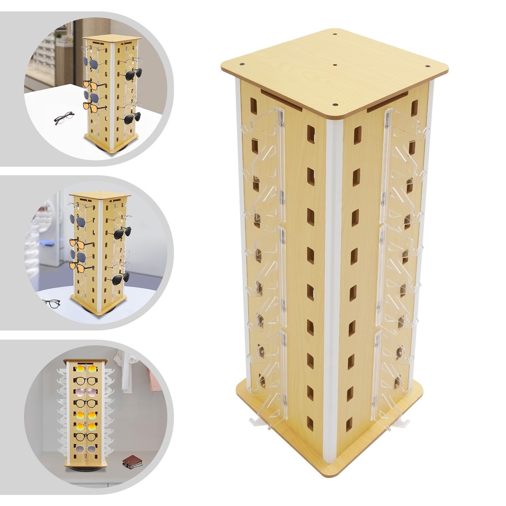360°Rotating Sunglass Display Rack Square Eyeglass Organizer Holder Freestanding