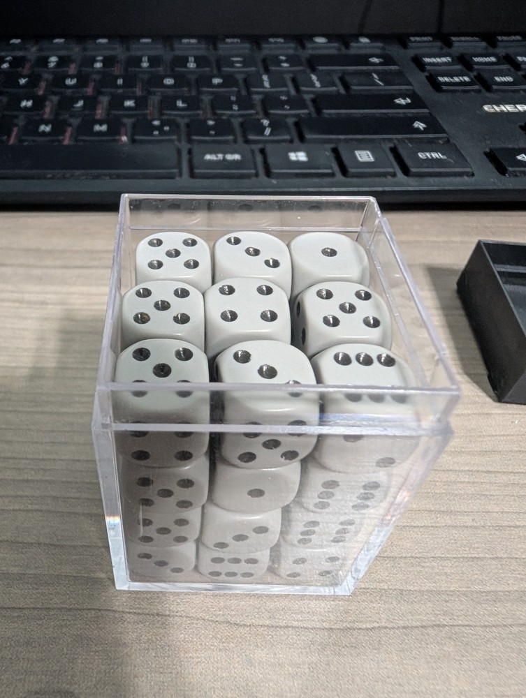 36x 12mm Solid Gray Dice With Black Pips Round Corners