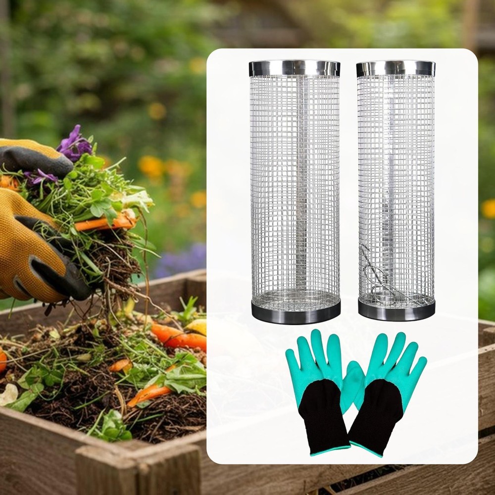 Outdoor Garden Compost Bin Round Metal Worm Composter Efficient Compost