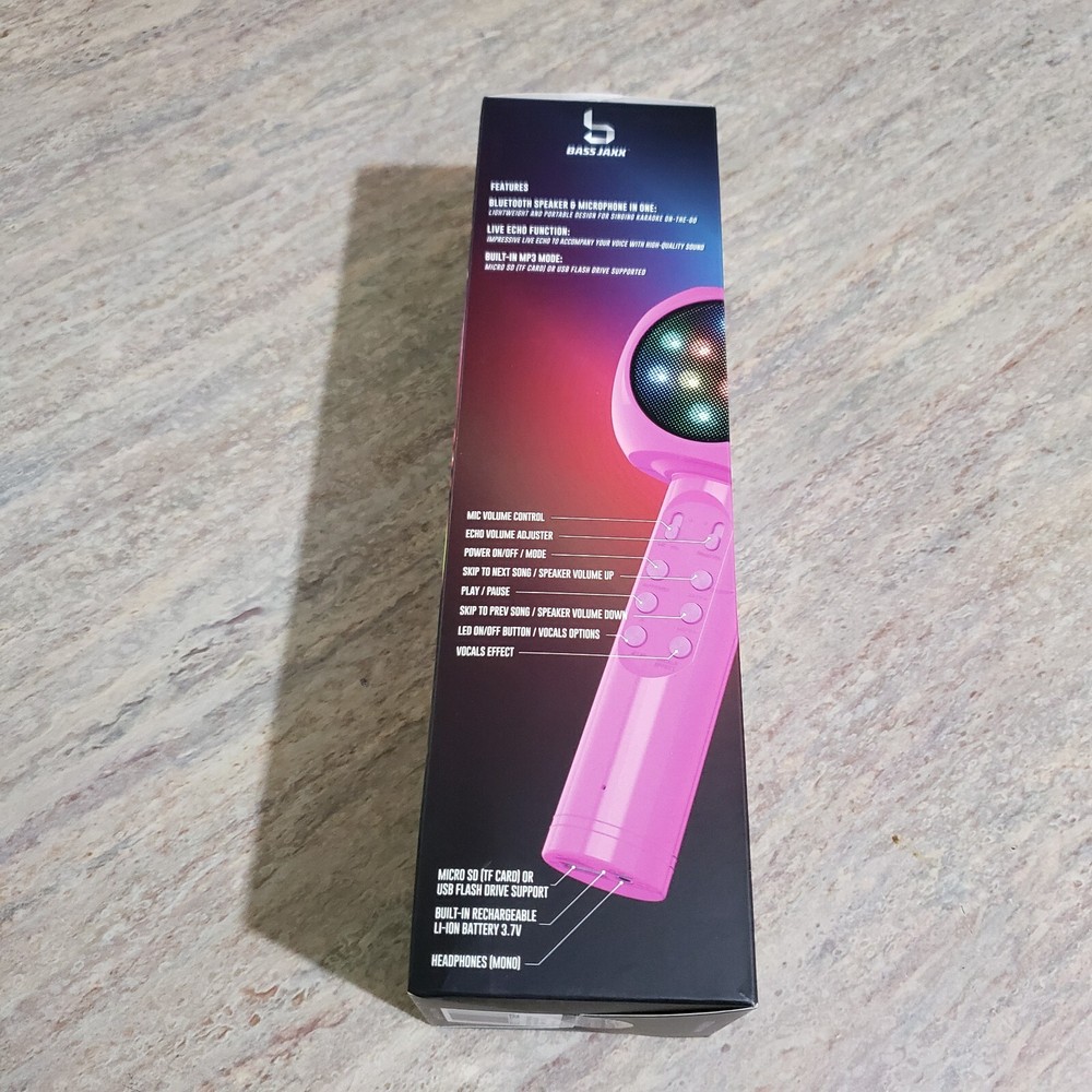 sing+ wireless bluetooth® karaoke microphone with speaker & LED lights